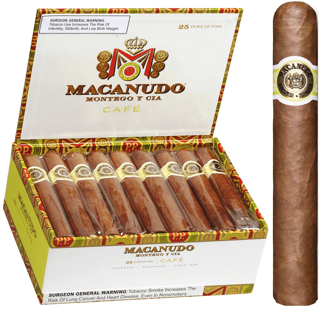 Macanudo Cafe Duke Of York Box of 25 - 5'' 1/4 x 54