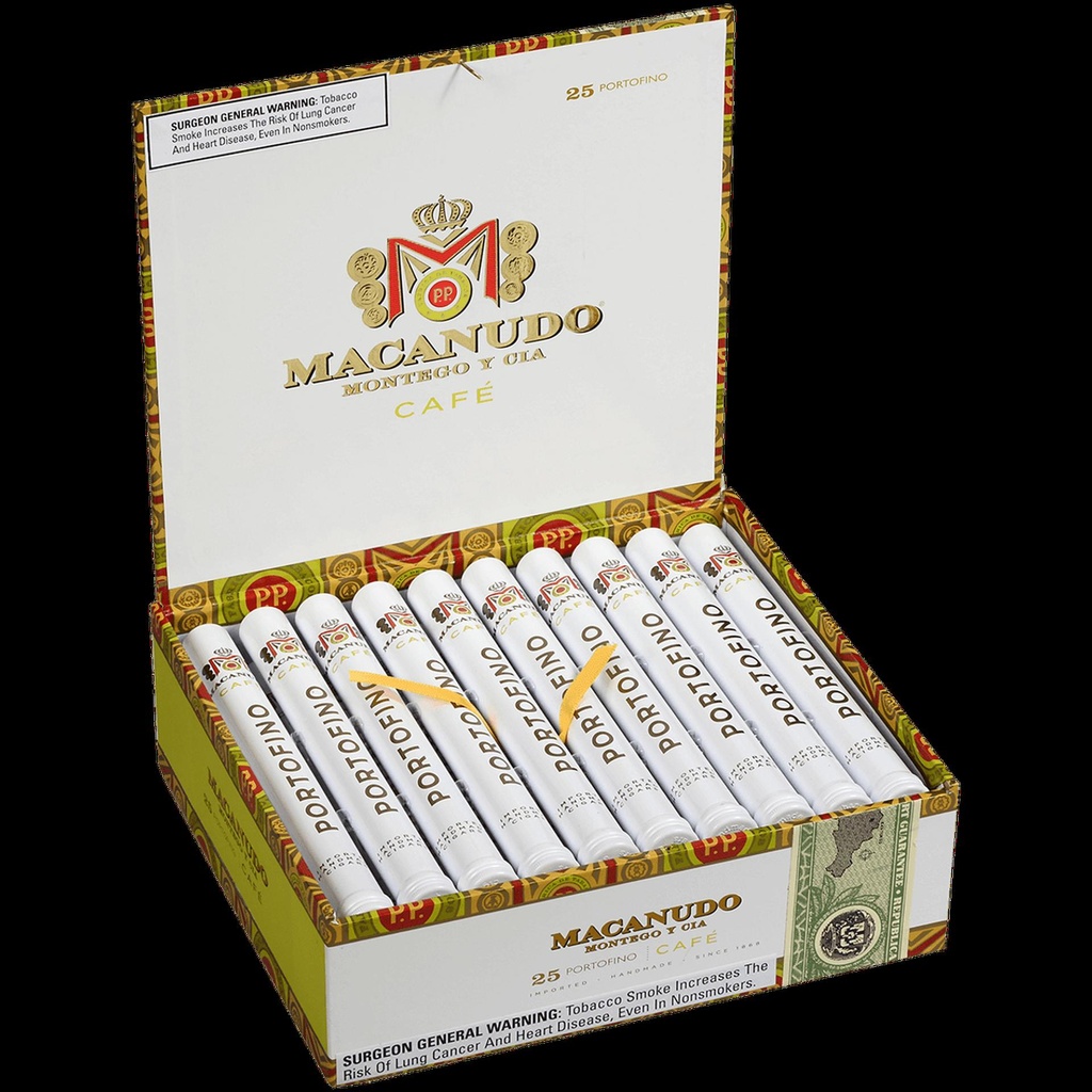 Macanudo Cafe Portofino (Aluminum Tube) Box of 25 - 7'' x 34