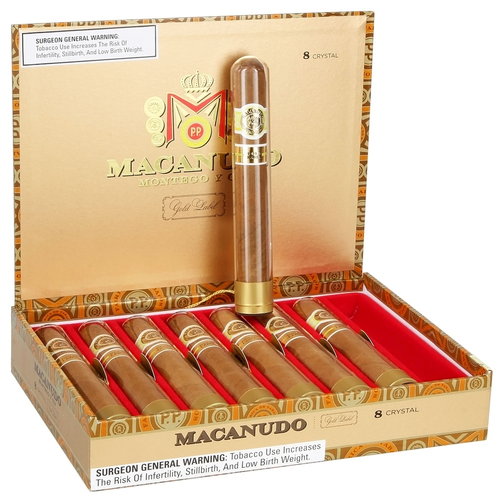 Macanudo Gold Label Crystal (Tube) Box of 8 - 5" 1/2 x 50