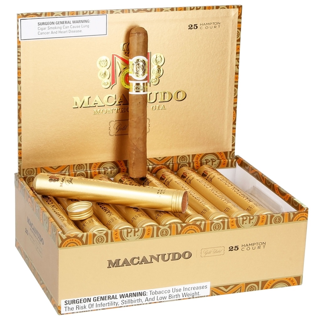 Macanudo Gold Label Hampton Court Tubo (Aluminum Tube) Box of 25 - 5" 1/2 x 42