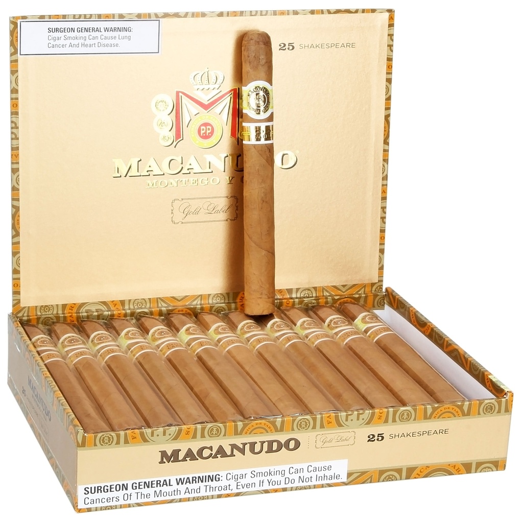 Macanudo Gold Label Shakespeare Box of 25 - 6'' 1/2 x 45
