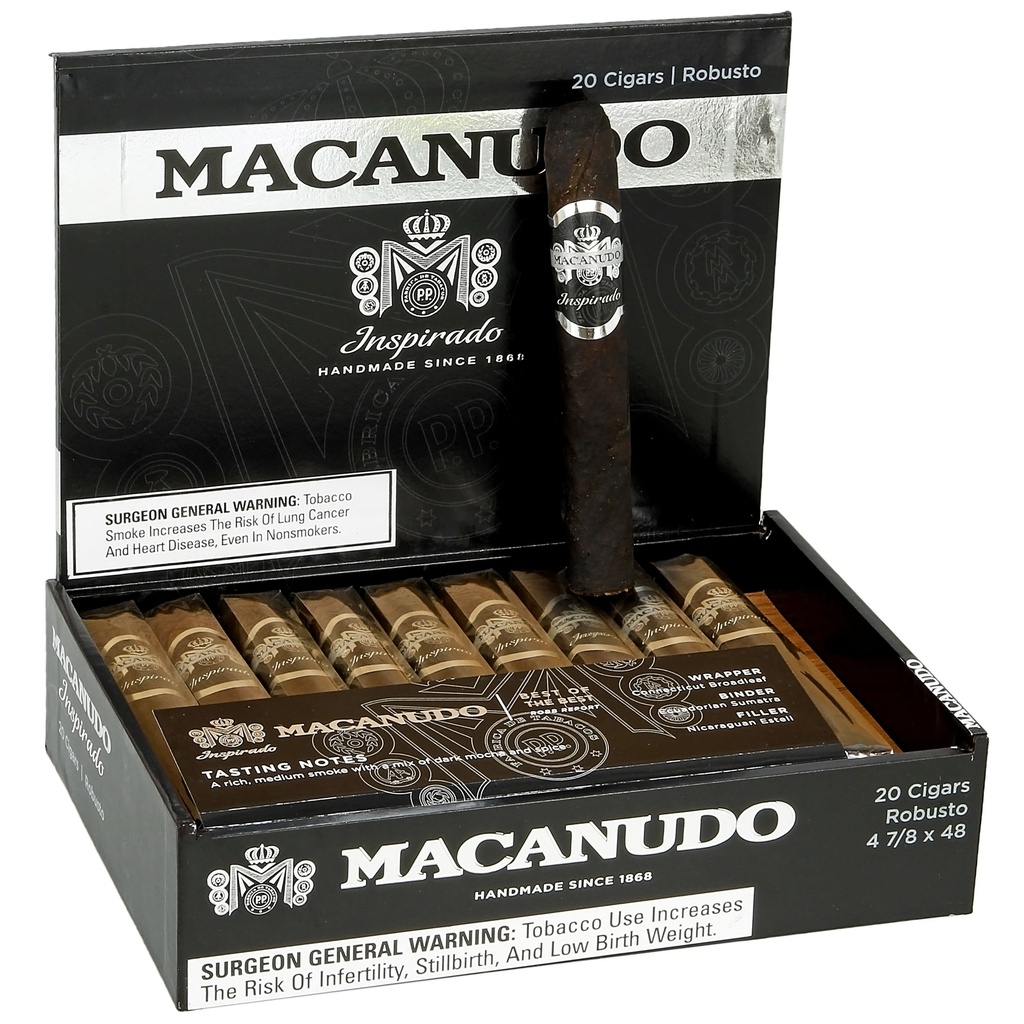 Macanudo Inspirado Black Robusto Box of 20 - 4'' 7/8 x 48