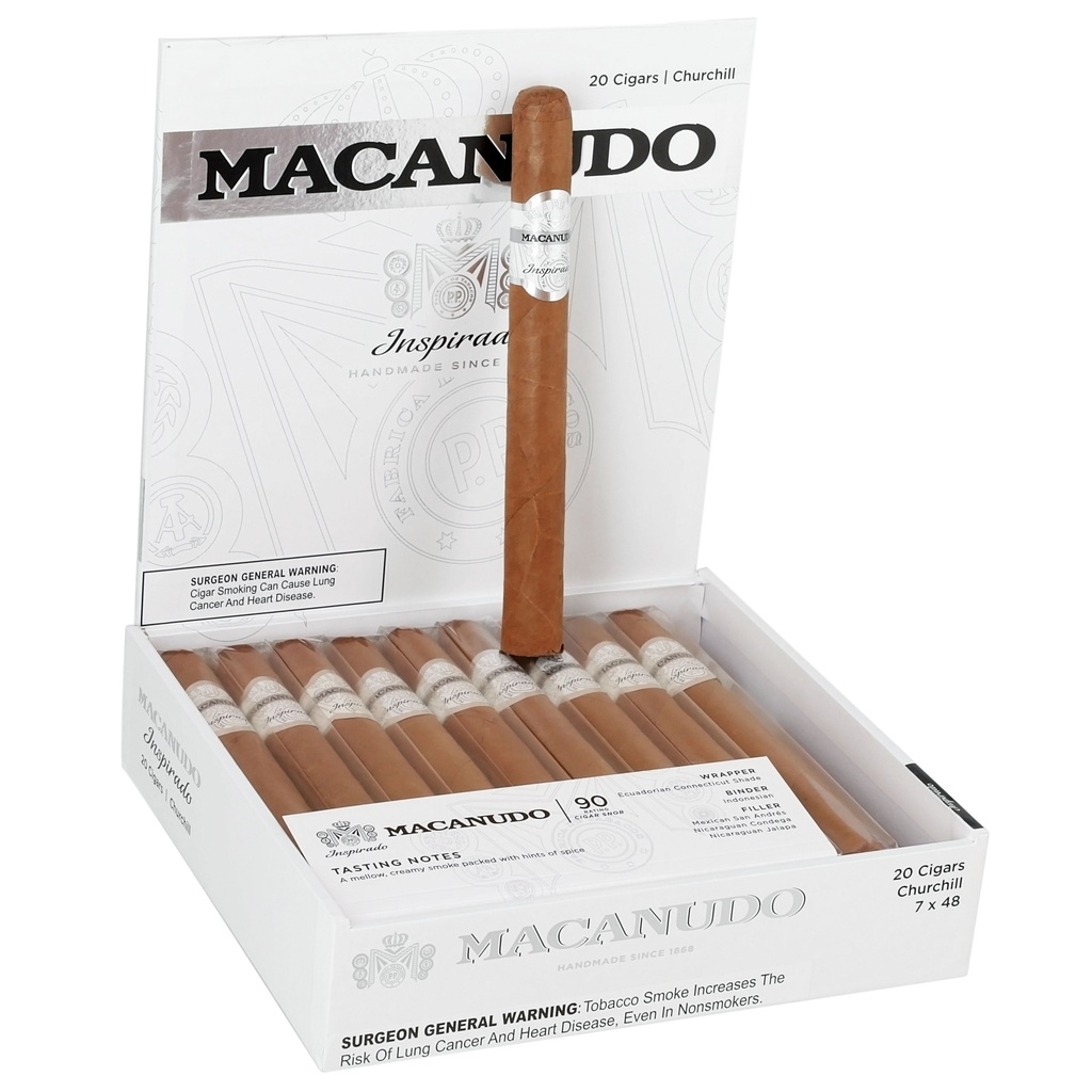 Macanudo Inspirado White Churchill Box of 20 - 7" x 48
