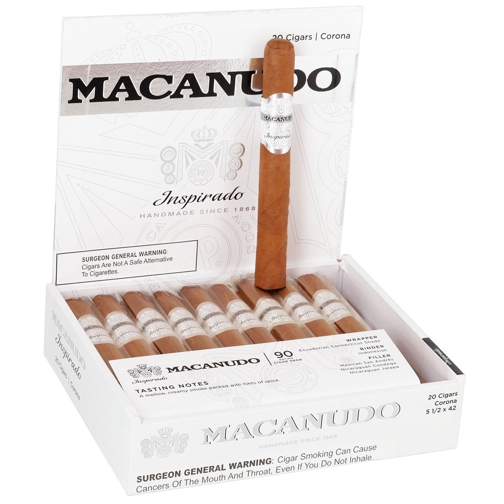Macanudo Inspirado White Corona Box of 20 - 5'' 1/2 x 42