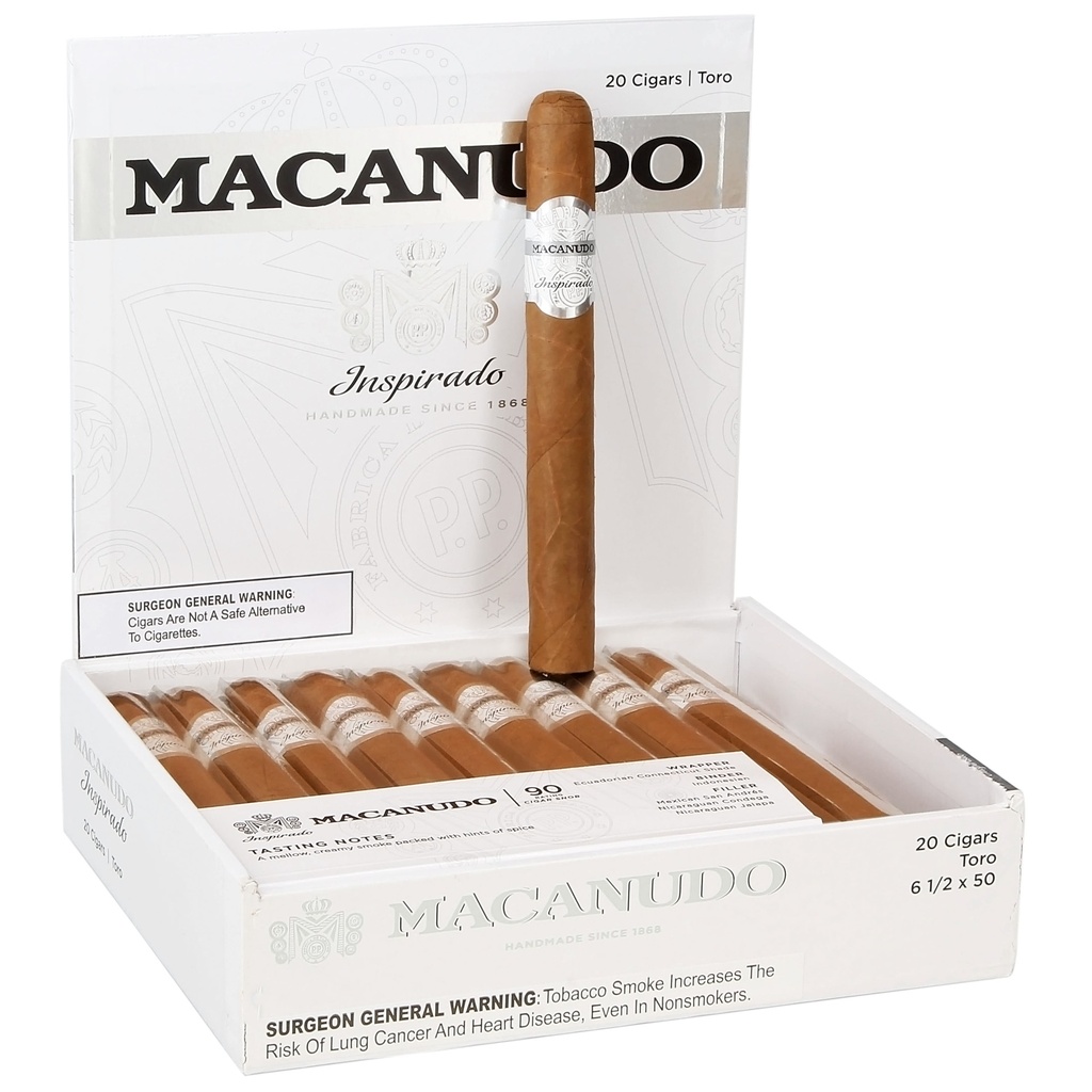 Macanudo Inspirado White Toro Box of 20 - 6'' 1/2 X 50