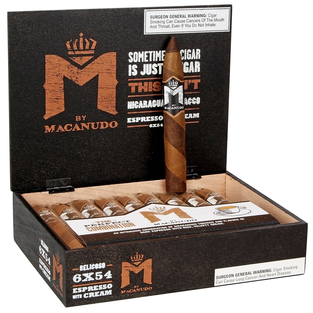 Macanudo M By Macanudo Espresso Belicoso Box of 20 - 6" x 54