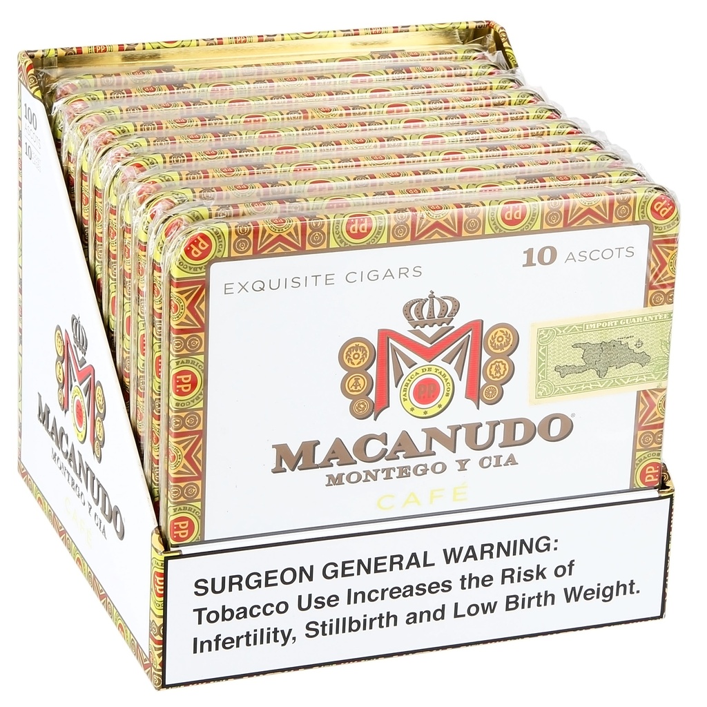 Macanudo Small Cigars Cafe Tin of 10 - 4" 3/16 x 32