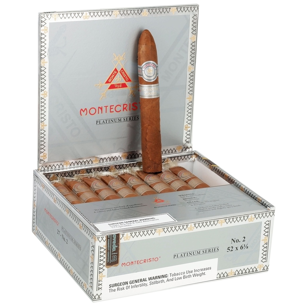 Montecristo Platinum Series No. 2 Box of 27 - 6" 1/8 x 52