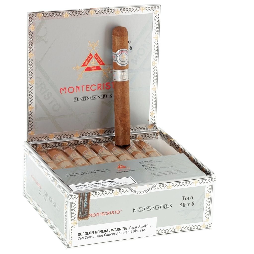 Montecristo Platinum Series Toro Box of - 6" x 50