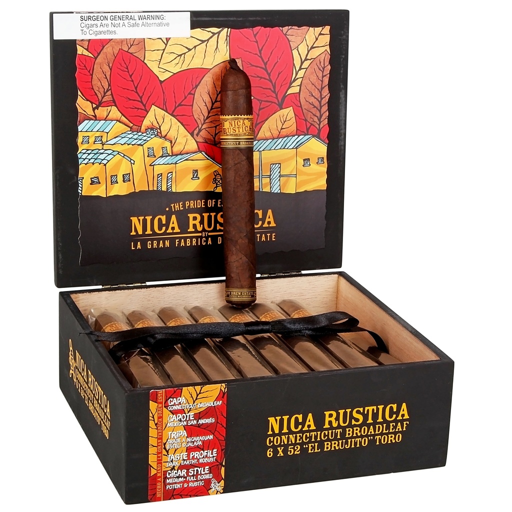Nica Rustica Broadleaf Short Robusto Box of 25 - 4" 1/2 x 50