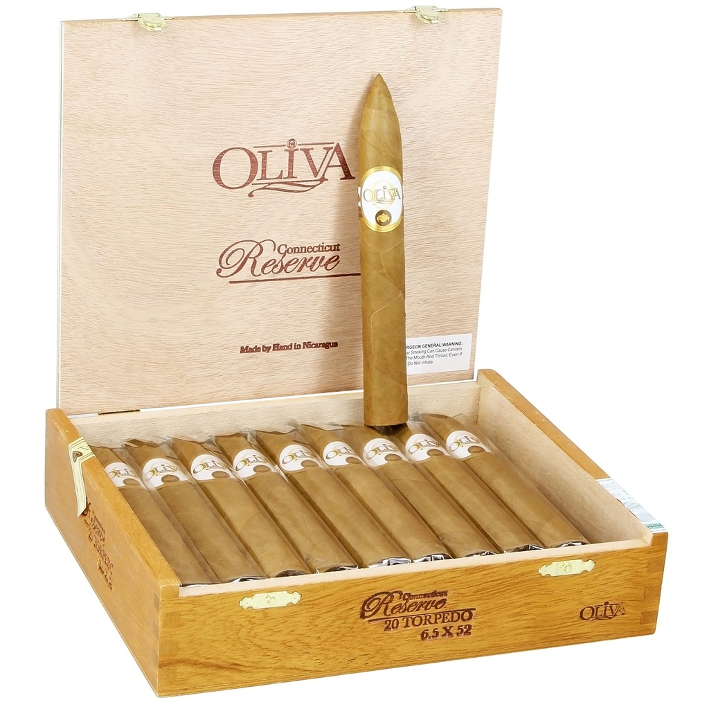 Oliva Connecticut Reserve Torpedo Box of 20 - 6" 1/2 x 52