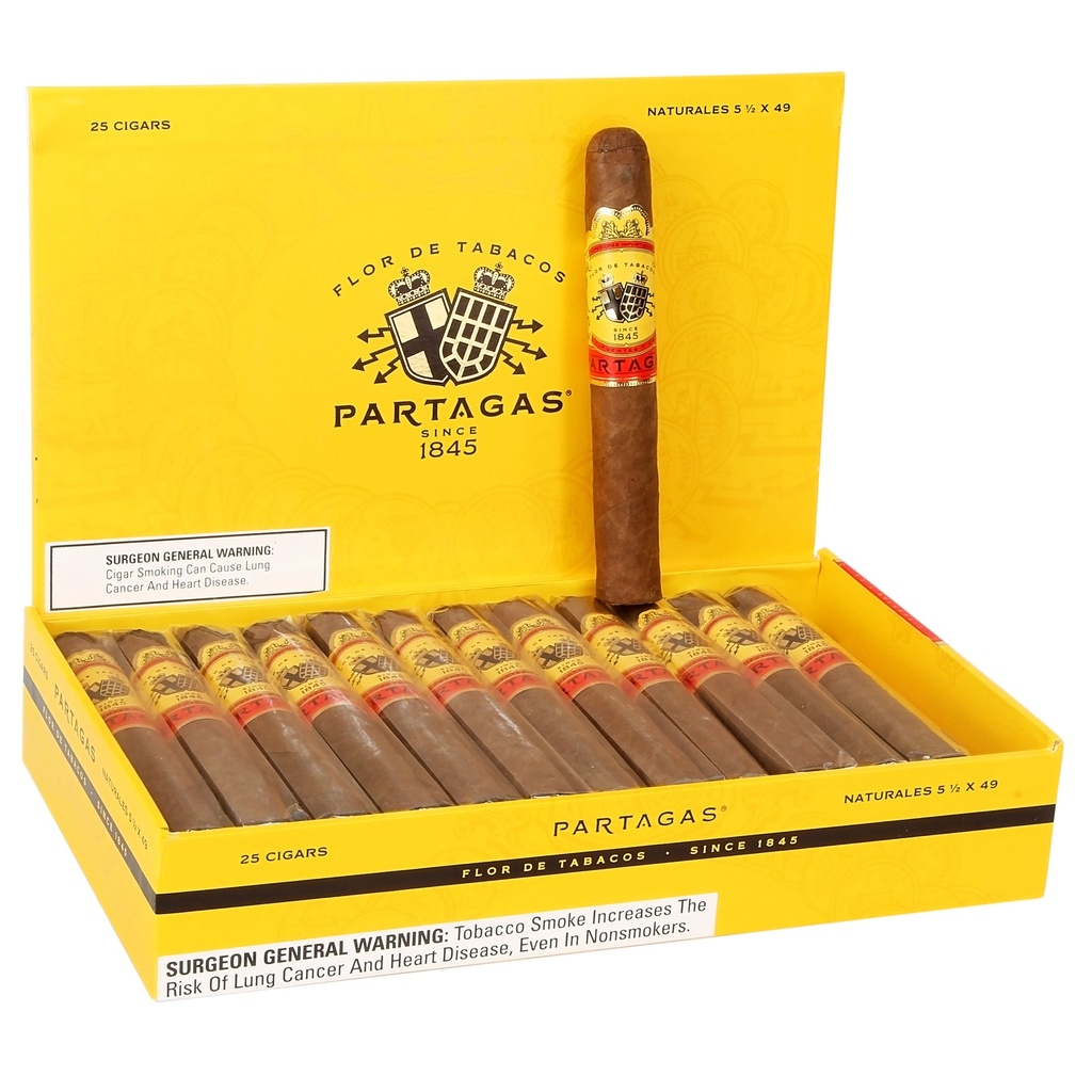 Partagas Natural Robusto Box of 25 - 4" 1/2 x 49