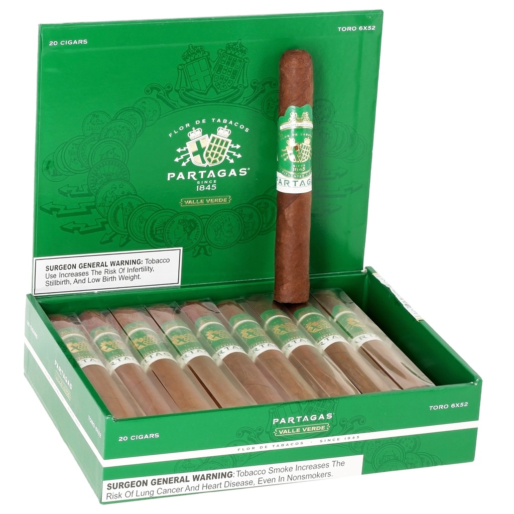 Partagas Valle Verde Toro Box of 20 - 6" x 52