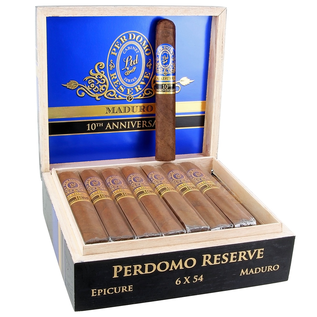 Perdomo 10th Anniversary Reserve Maduro Epicure Box of 25 - 6" x 54