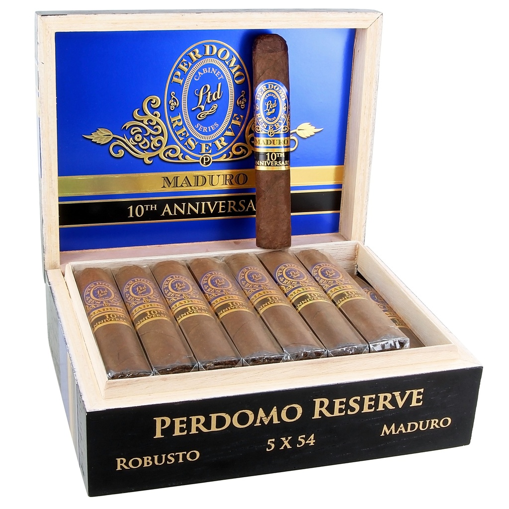 Perdomo 10th Anniversary Reserve Maduro Robusto Box of 25 - 5" x 54