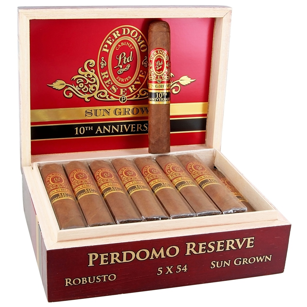 Perdomo 10th Anniversary Reserve Sun Grown Robusto Box of 25 - 5" x 54