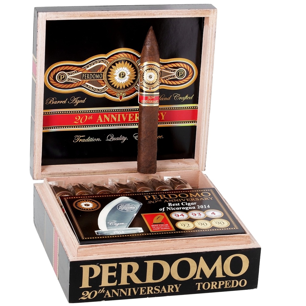 Perdomo 20th Anniversary Maduro Torpedo Box of 24 - 6" 1/2 x 54