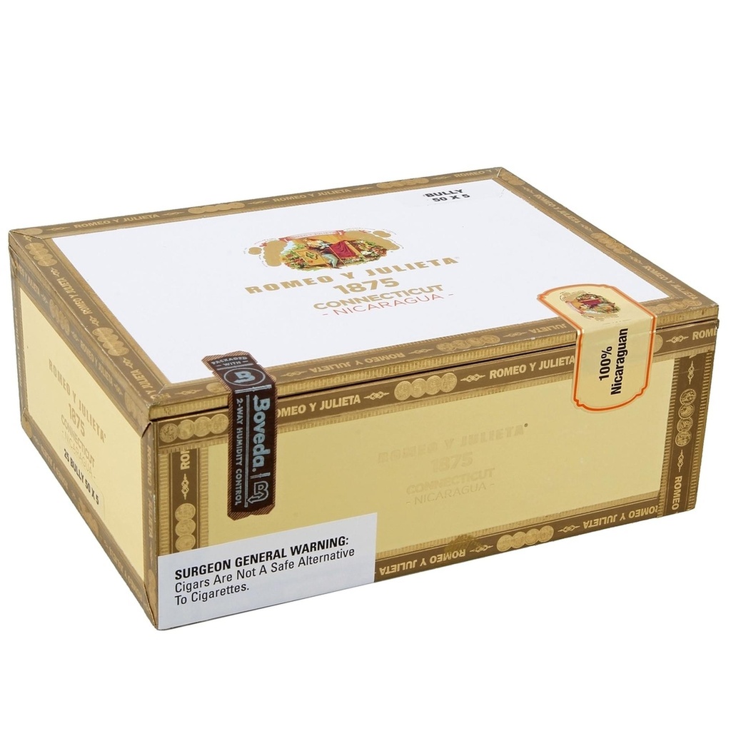 Romeo y Julieta 1875 Connecticut Nicaragua Bully Box of 25 - 5" x 50