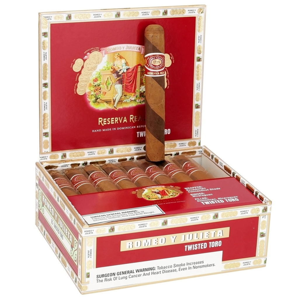 Romeo y Julieta Reserva Real Twisted Toro Box of 25 - 6" x 54