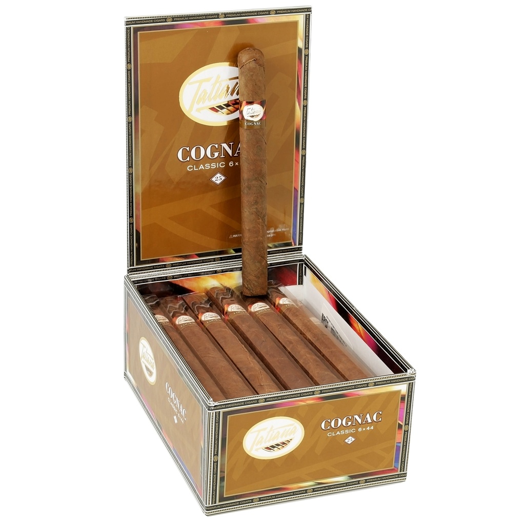 Tatiana Cognac Classic Corona Box of 25 - 6" x 44