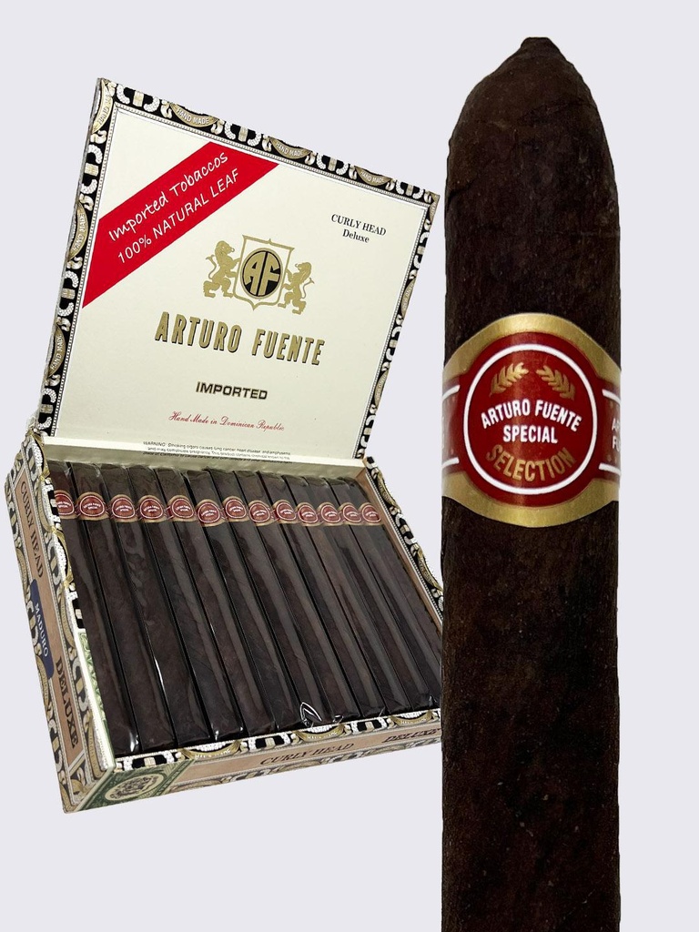 Arturo Fuente Curly Head Deluxe Maduro Box of 25 - 6" 3/8 x 44