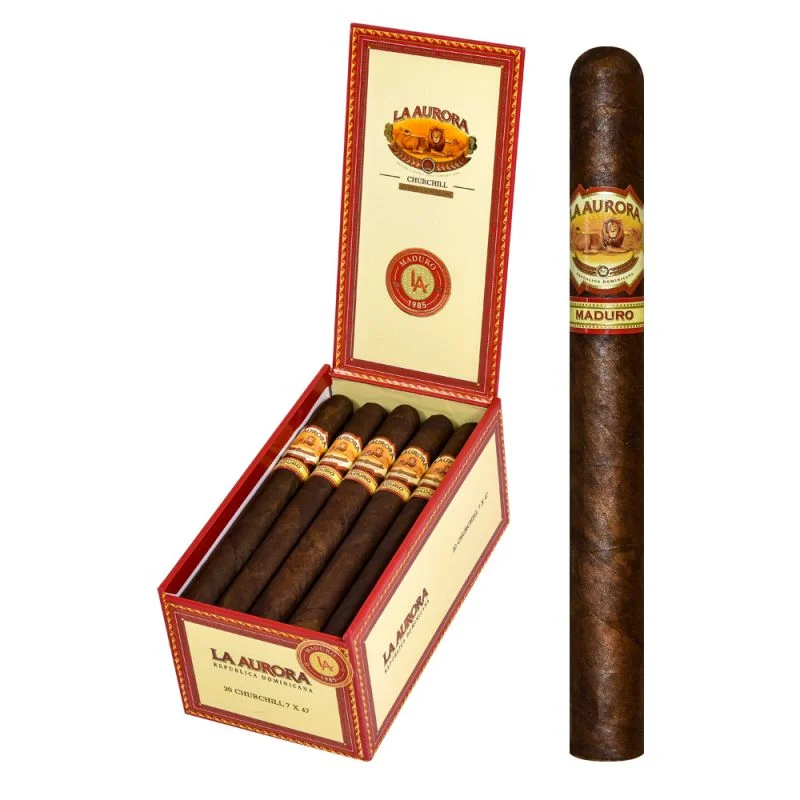 La Aurora 1985 Maduro Churchill Box of 20 - 7" x 47