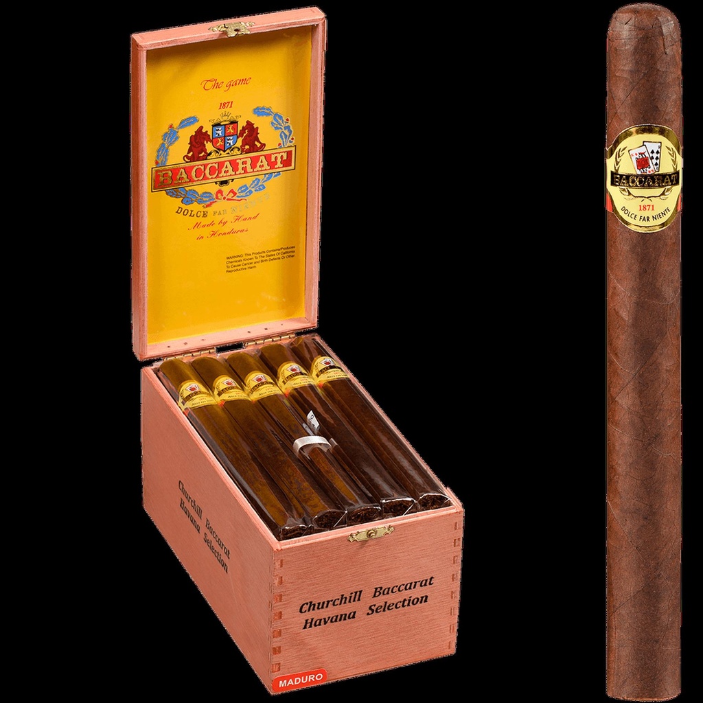 Bacarat The Game Maduro Churchill Box of 25 - 7" x 48