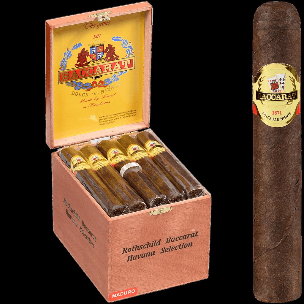 Bacarat The Game Maduro Rothschild Box of 25 - 5" x 50