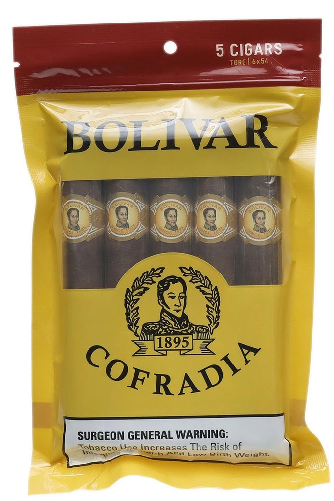Bolivar Cofradia Toro Retail Shelf - 5 Cigar Sampler (5 packs of 25) - 6" x 54