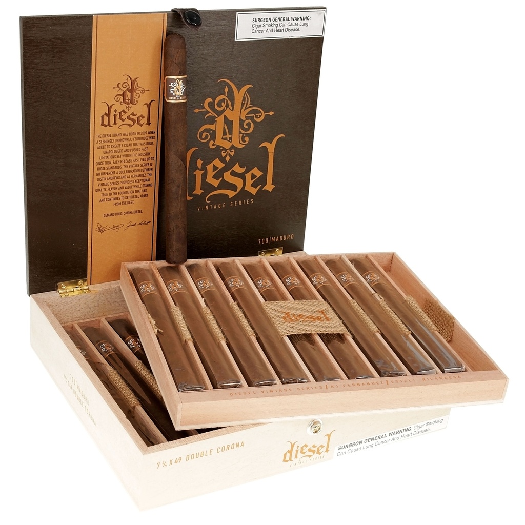 Diesel Vintage Series Maduro Double Corona Box of 20 - 7" 3/4 x 49