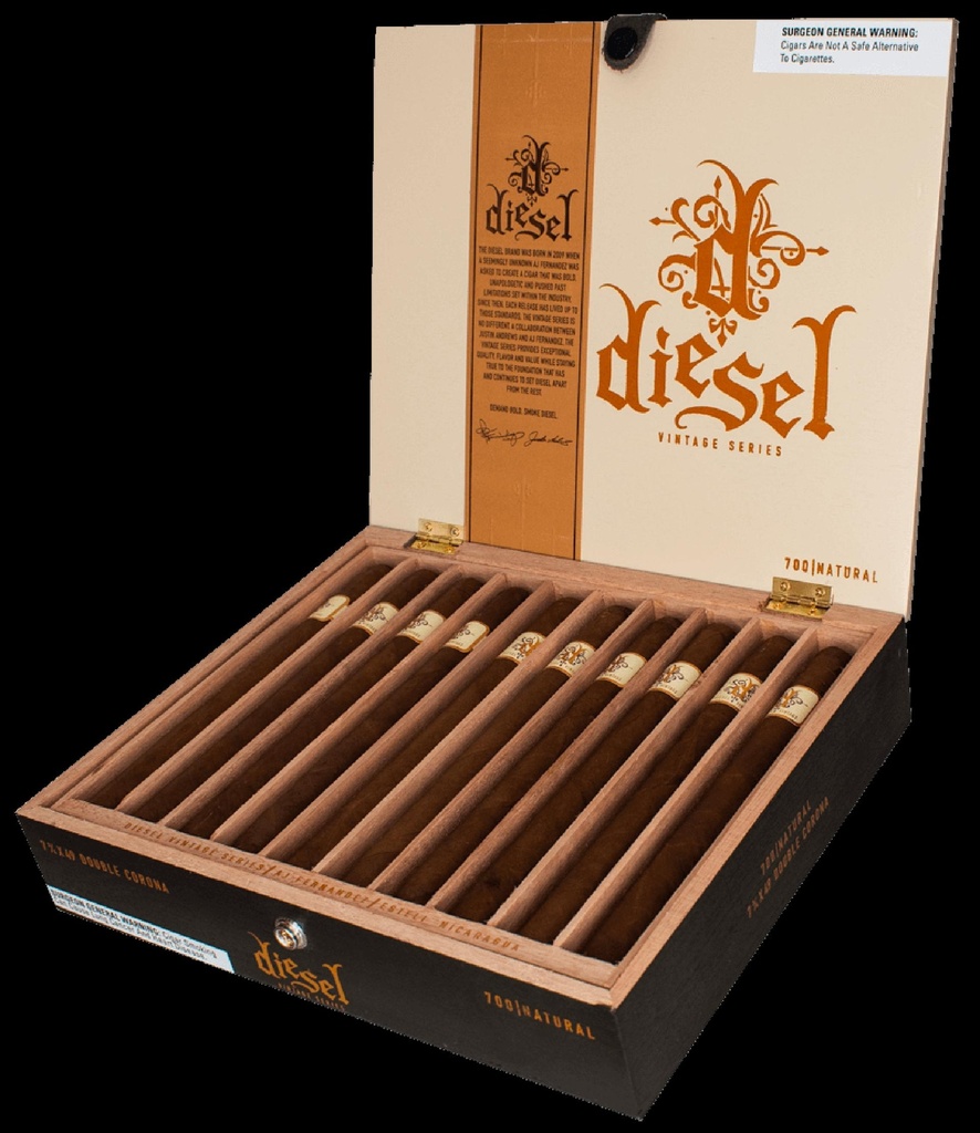 Diesel Vintage Series Natural Double Corona Box of 20 - 7" 3/4 x 49