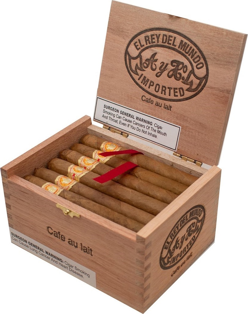 El Rey Del Mundo Cafe au Lait Box of 24 - 4" 1/2 x 36