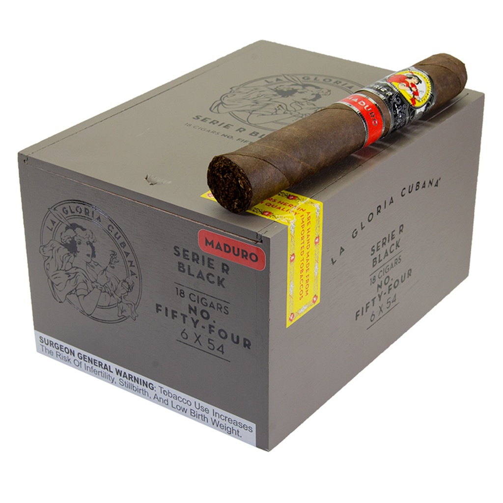 La Gloria Cubana Serie R Black Maduro No.54 Box of 18 - 6" x 54
