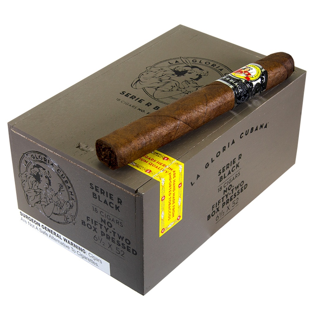 La Gloria Cubana Serie R Black No.52 Box of 18 - 6" 1/2 x 52