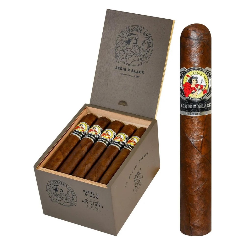 La Gloria Cubana Serie R Black No.60 Box of 18 - 6" x 60