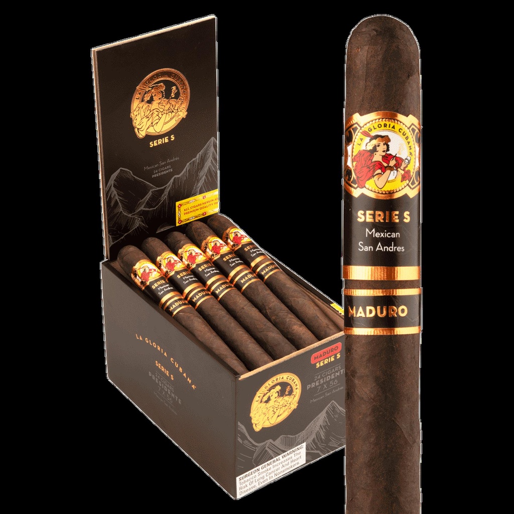 La Gloria Cubana Serie S Maduro Presidente Box of 24 - 7" x 56