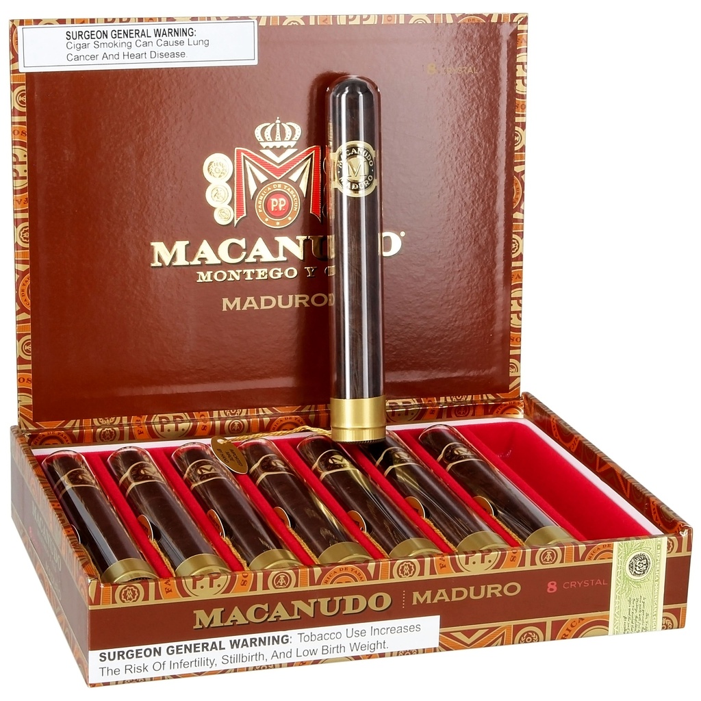 Macanudo Maduro Crystals (Crystal Tube) Box of 8 - 5" 1/2 x 50