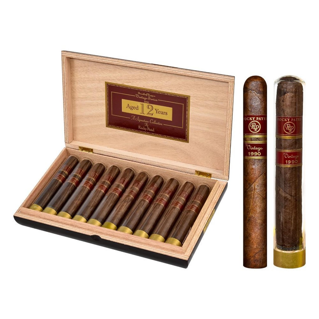 Rocky Patel Vintage Series 1990 Broadleaf Glass Tube Robusto Box of 10 - 5" 1/2 x 50 
