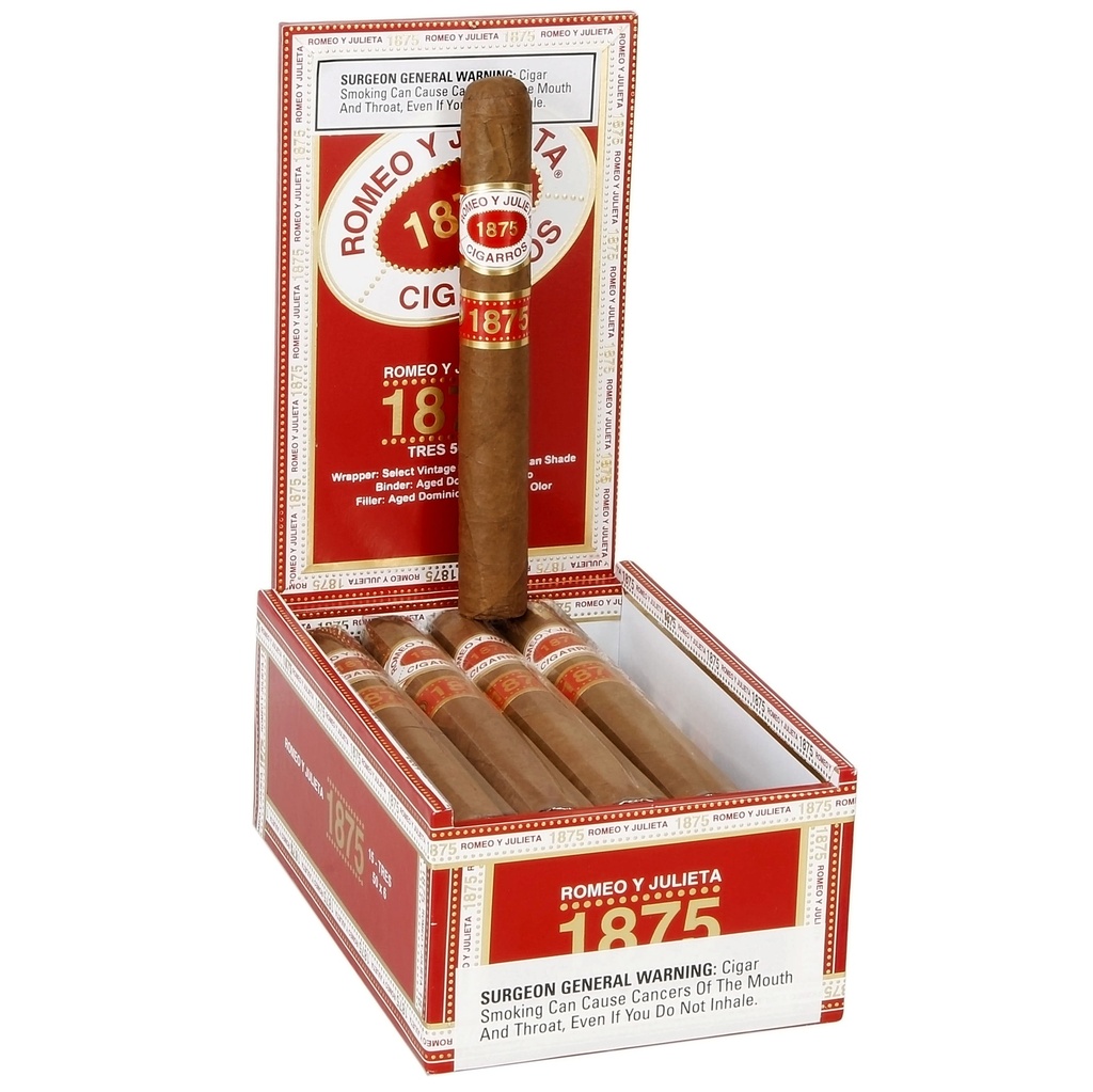 1875 By Romeo y Julieta Tres Box of 15 - 6" x 50