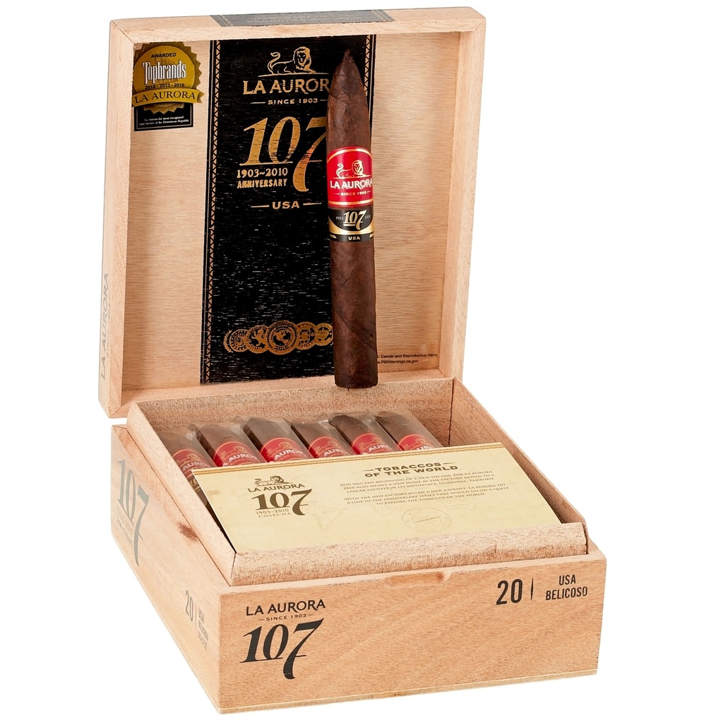 La Aurora 107 USA Belicoso Box of 20 - 6" 1/4 x 52